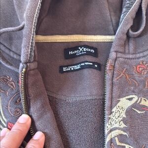 Marc Ecko Embroidered Brown Hoodie